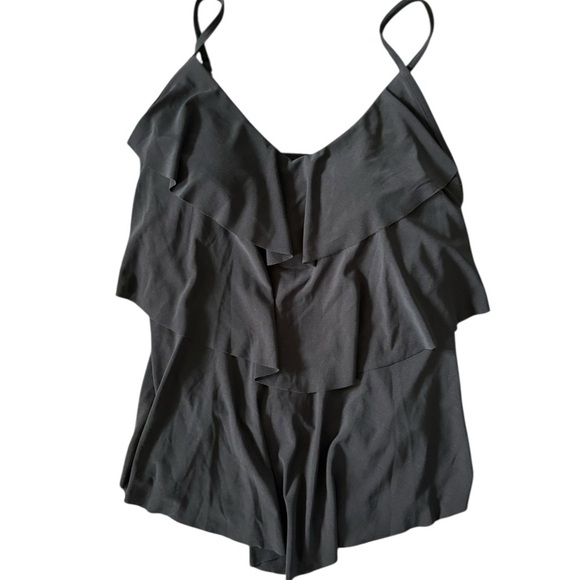 Aqua Green Black Ruffle Tankini Top – Swimsuit - Picture 1 of 5